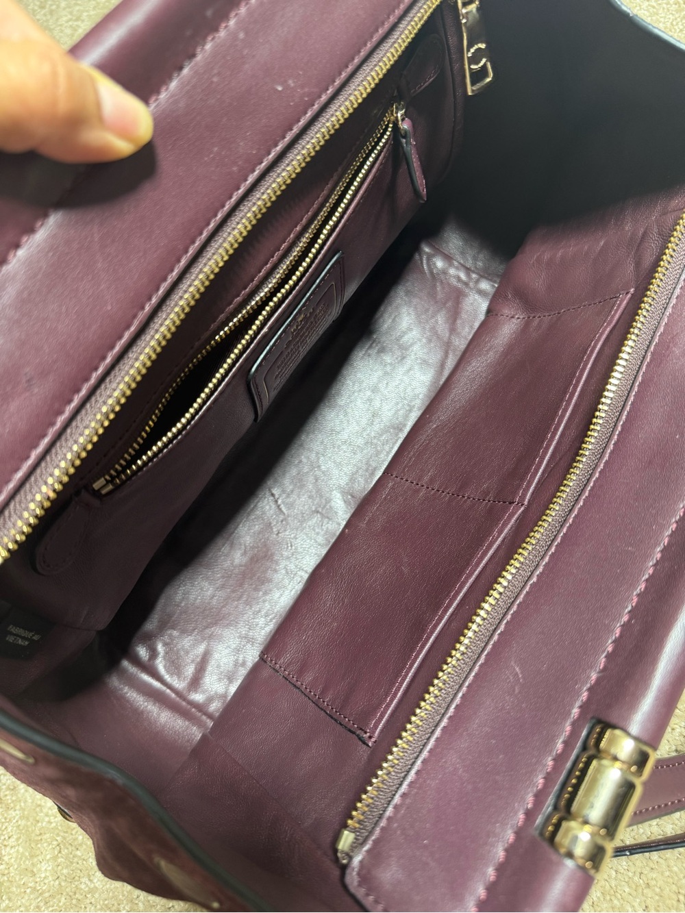 Coach Plum Leather Satchel with Gold Hardware - Picture 5 of 8